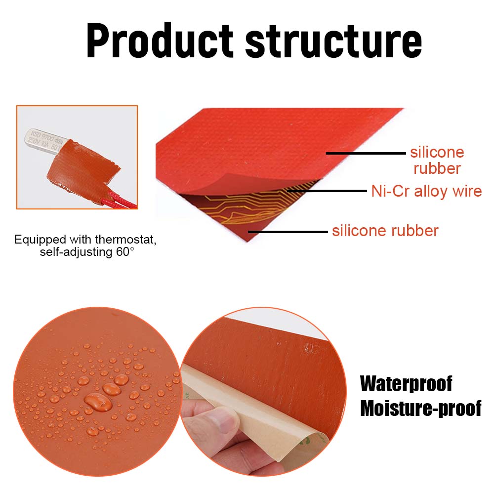 12V Engine Oil Pan Sump Tank Heating Pad Heated Plate Kits Silicone Rubber 30W/90W Heating Mat Waterproof Fast Heating Pad