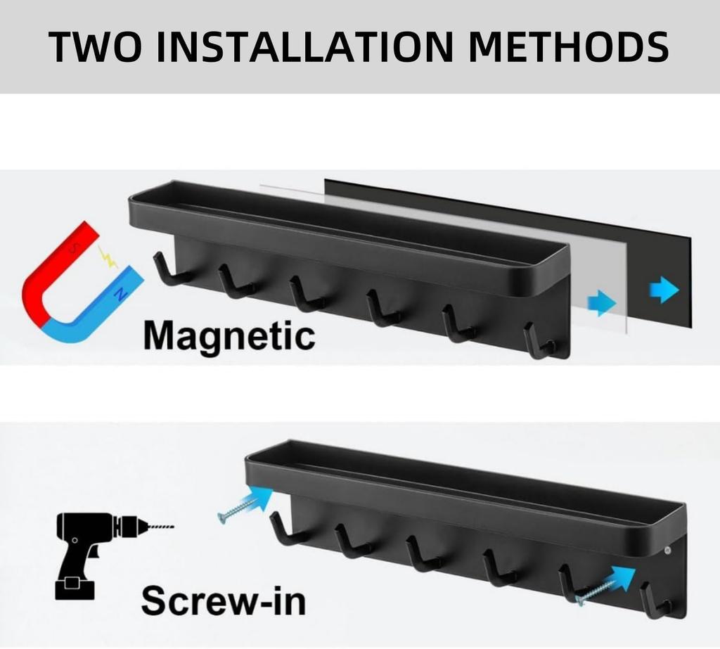 Wall-Mounted Mail Storage Rack, Modern Mail Key Hangers Hooks for Wall Decorative, Key Holder with 6 Hooks
