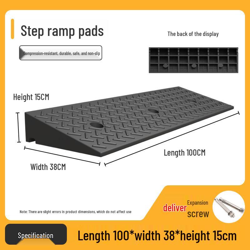 Rubber-Plastic Anti-Slip Speed Bump Curb Ramp Mat for Cars