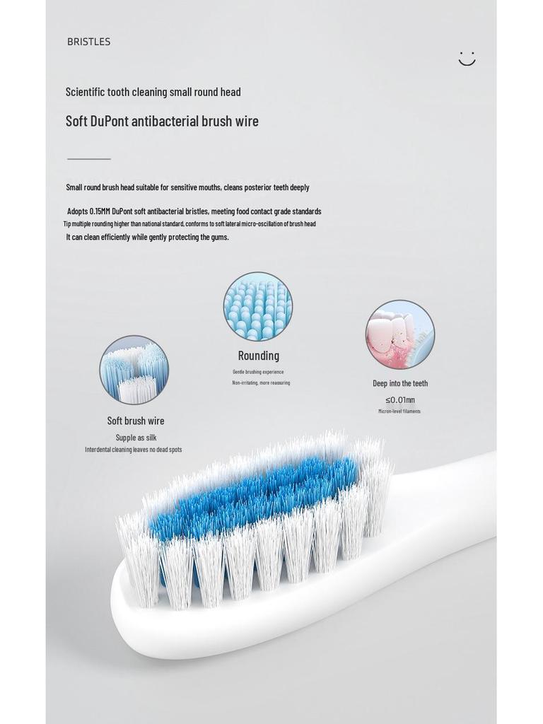 Rechargeable Waterproof Ultrasonic Electric Toothbrush with Soft Bristles for Adults & Children