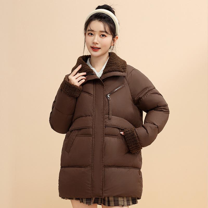 Mid-length Cotton Jacket Women's New Korean Version Loose Lazy Style Padded Jacket Thickened Down Padded Jacket Winter Coat