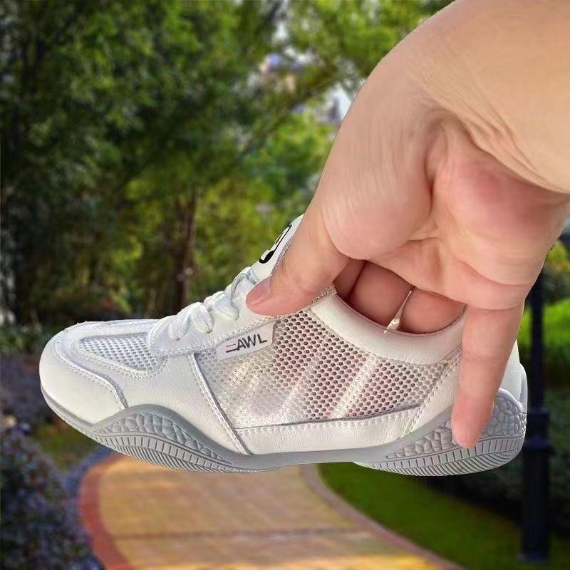 Little White Shoes Women's Shoes Leather Surface Mesh Sports Casual Flat Bottom Versatile Korean Version Fashion Soft Sole Soft Cotton S