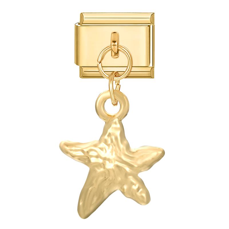 Butterfly Cat Paw Heart Shell Crown Gold Color Pendant Italian Charm Link Fit 9mm Bracelet Stainless Steel Women DIY Making Gift