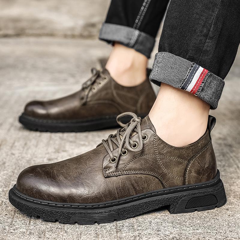 Handmade High Quality Genuine Leather Casual Shoes for Men Lace Up Outdoor Oxford Jogging Shoes Men Outdoor Daily Commute Shoes
