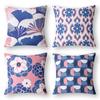 Bedroom Sofa Cushion Cover Home Decoration Blue Pink Geometric Pattern Petal Pillowcase