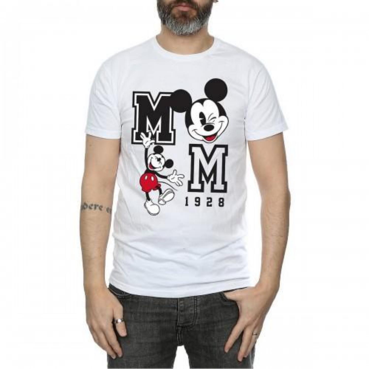 Disney Mens Mickey Mouse Jump & Wink Cotton T-Shirt XXXXL