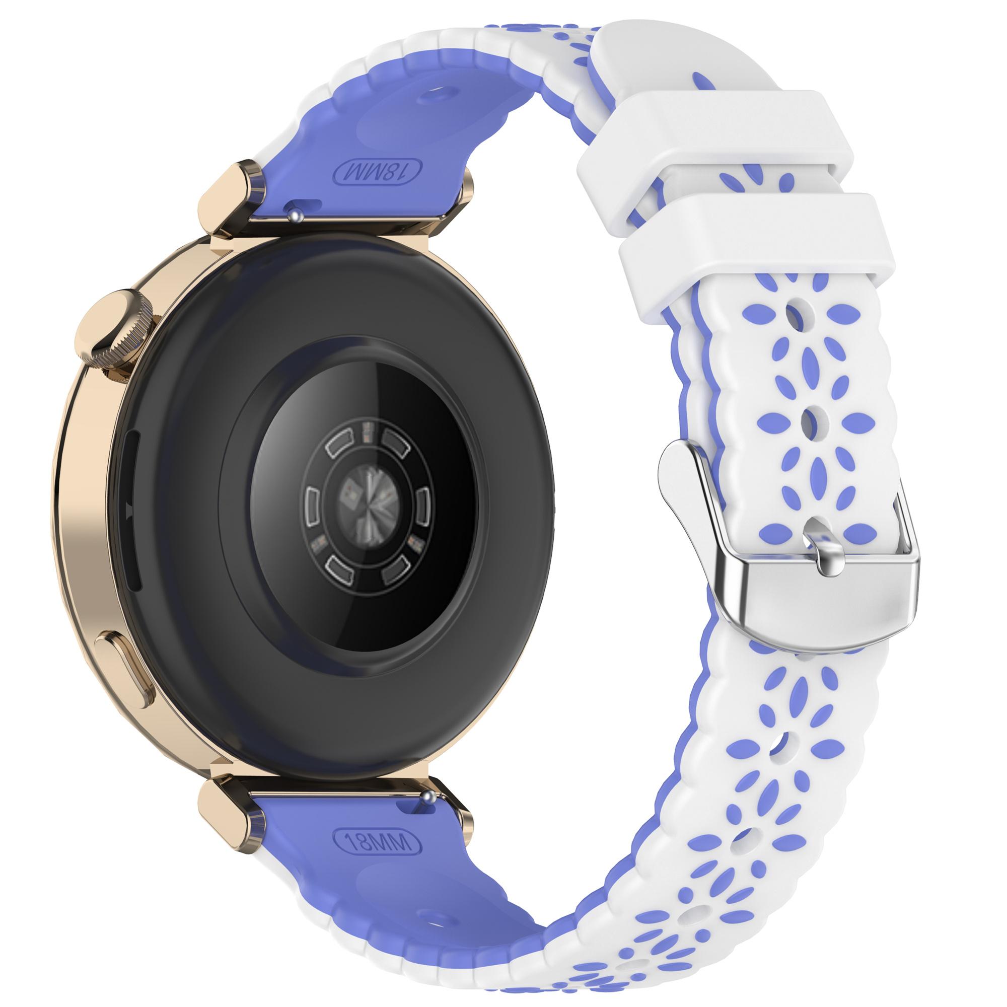 

20mm Silicone Strap for Samsung Galaxy Watch7 44mm/6/5/4/4 Classic Sunflower Pattern Dual Color Watch Band White/Blue