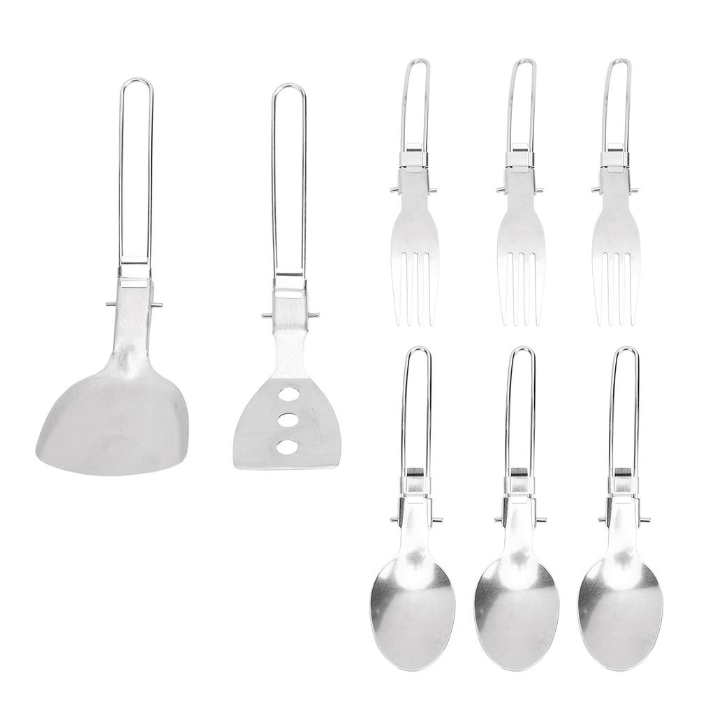 Stainless Steel Camping Cookware Set Foldable Handle Portable Cookware Lightweight Cookware Set For 3 People