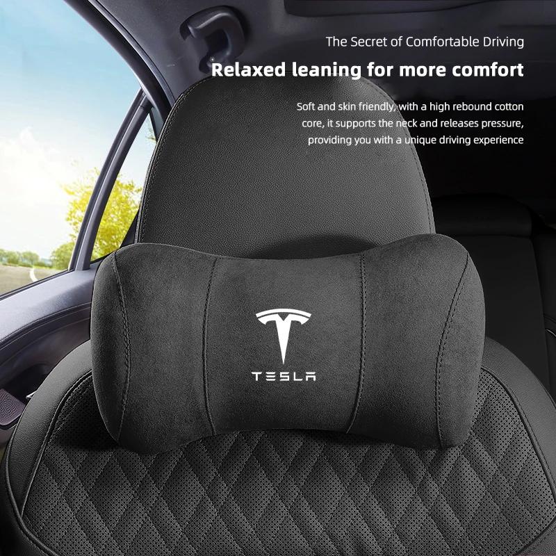 Tesla New Car Suede Headrest Seat Pillow Lumbar Support O Cushion for Tesla Model 3 S X Model Y Cybertruck Roadster SpaceX Car