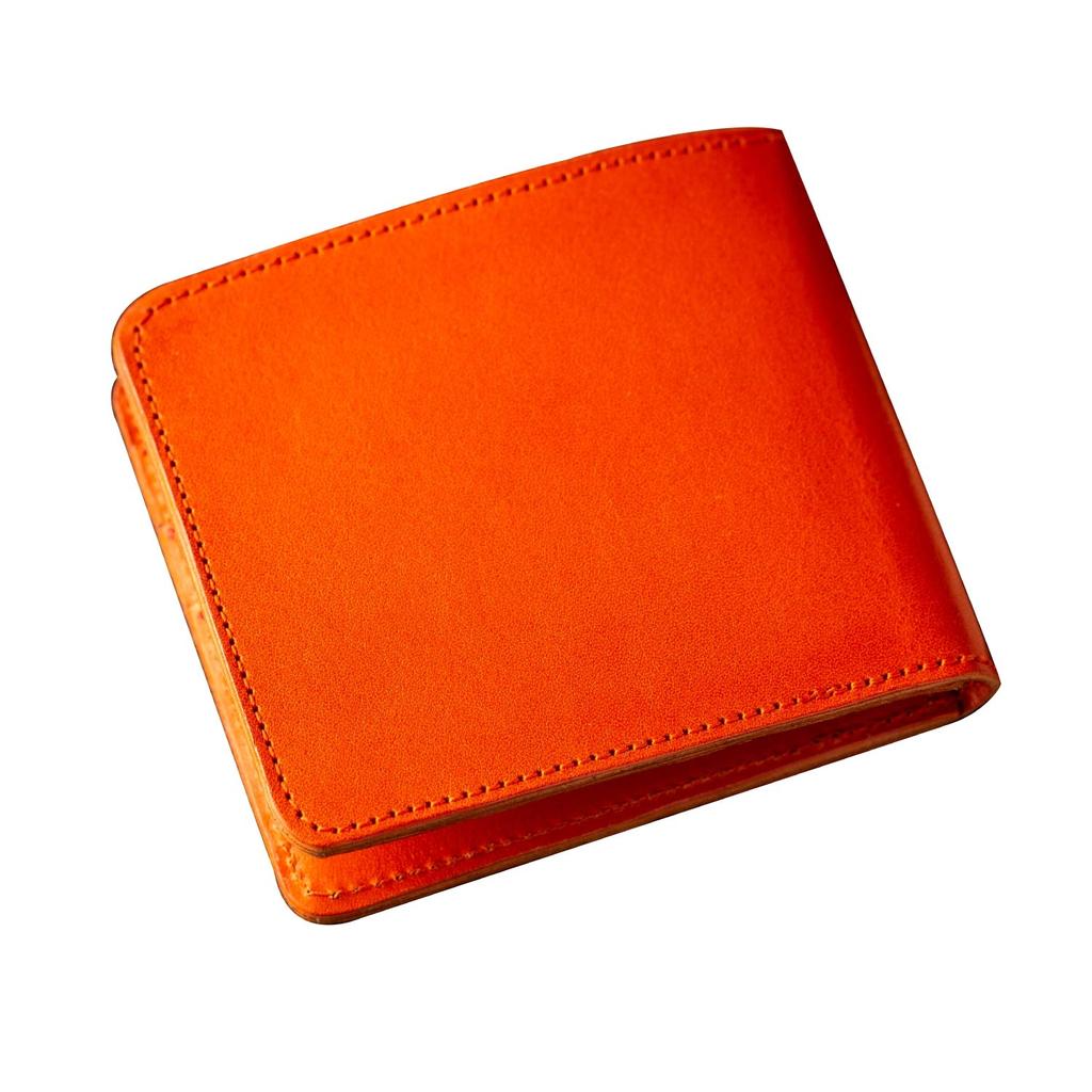 de Bifold Wallet Tochigi Leather Genuine Leather Made in Japan Thin Wallet Billfold Simple Wallet Card Case Orange [Am Mas] WL-010