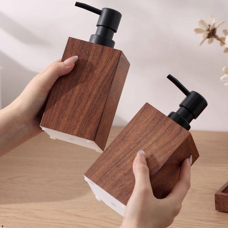 soap dispenser Walnut grain hand sanitizer bottle bubble bottle foam hotel high-end shampoo bath gel separate bottles dispenser