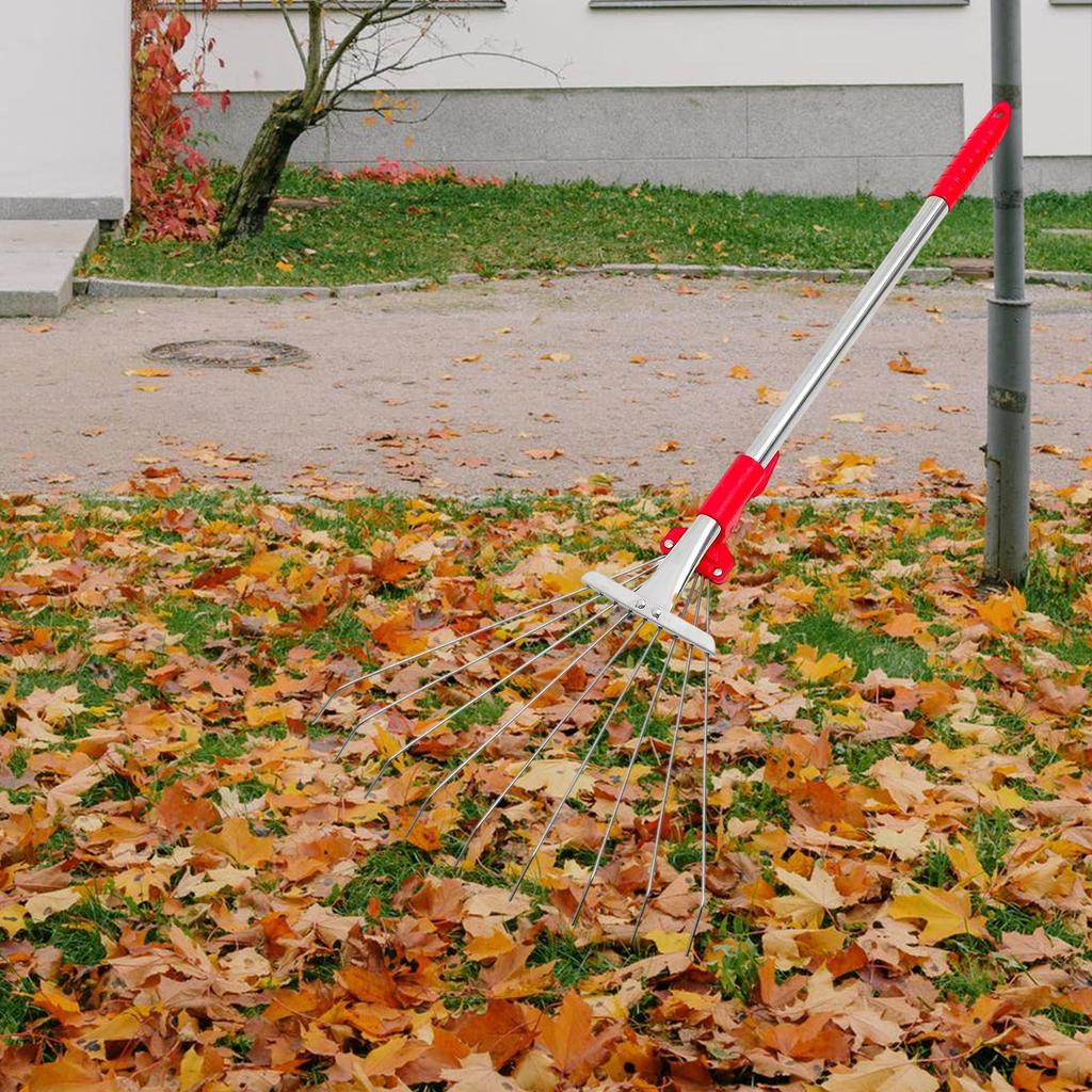 Garden Rake Stainless Steel Lawn Tool Telescopic Weed Removal Practical Soil Spreading