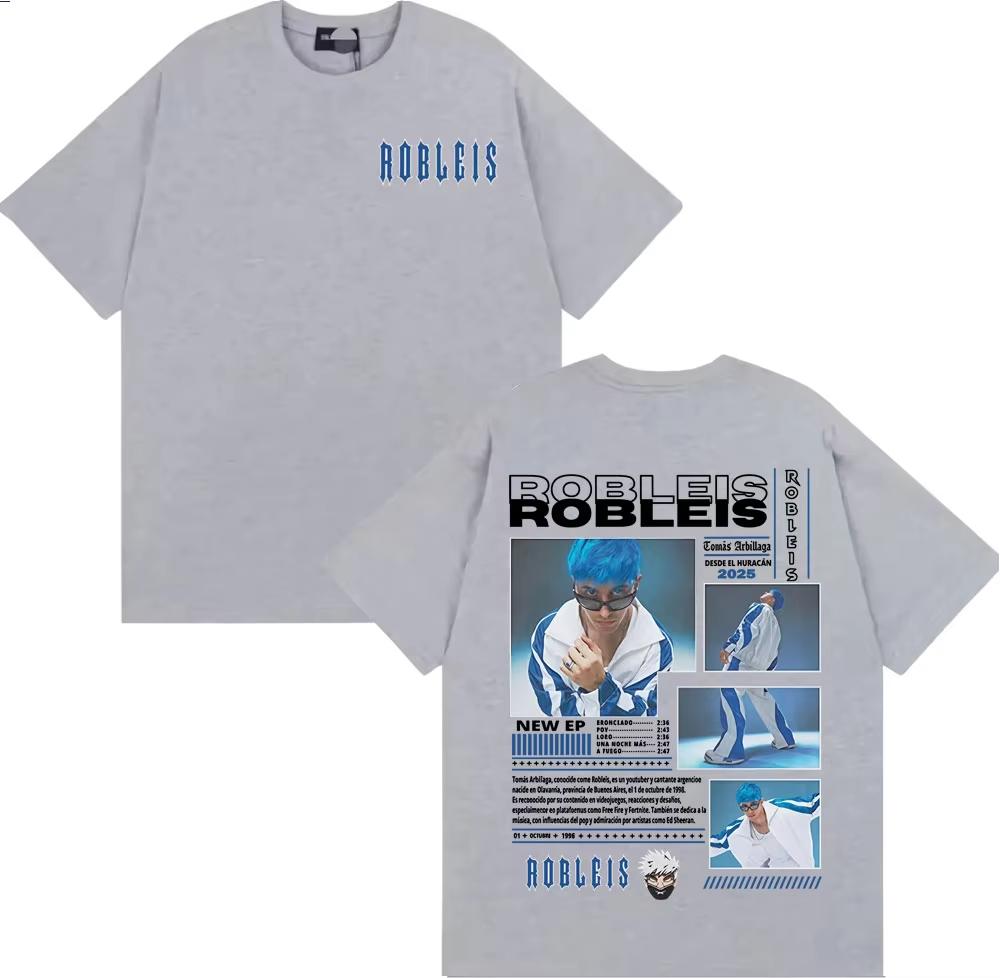 Rapper Robleis Album Unisexs Women High Street Retro Short Sleeve T Shirt Cotton Oversized Tshirt 2026 Tour Printed Tshirts