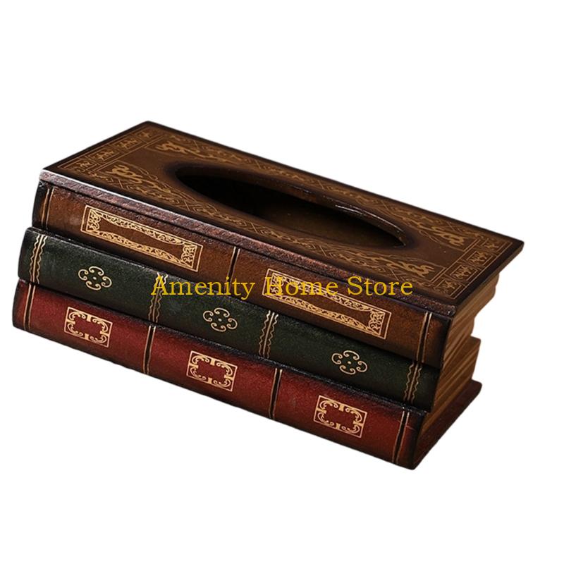 F26C Handmade Tissue Storage Box Nonslip Bottom Retro Craftsmanship Practical Home Kitchen Accessory