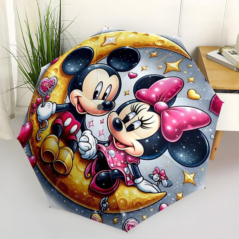 

Mickey Mouse Themed Automatic Opening and Closing Umbrella, Brightly Colored 8-rib Portable Umbrella, Suitable for Men and Women, A Perfect Gift for C
