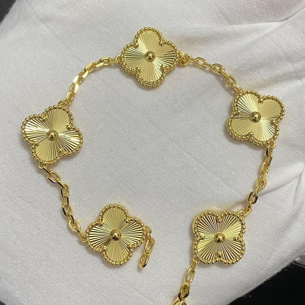 Nouă Versiune Brățară Trifoi cu Patru Foi Cinci Flori Agat Roșu Natural Sidef Alb Brățară Dama Brățară Laser