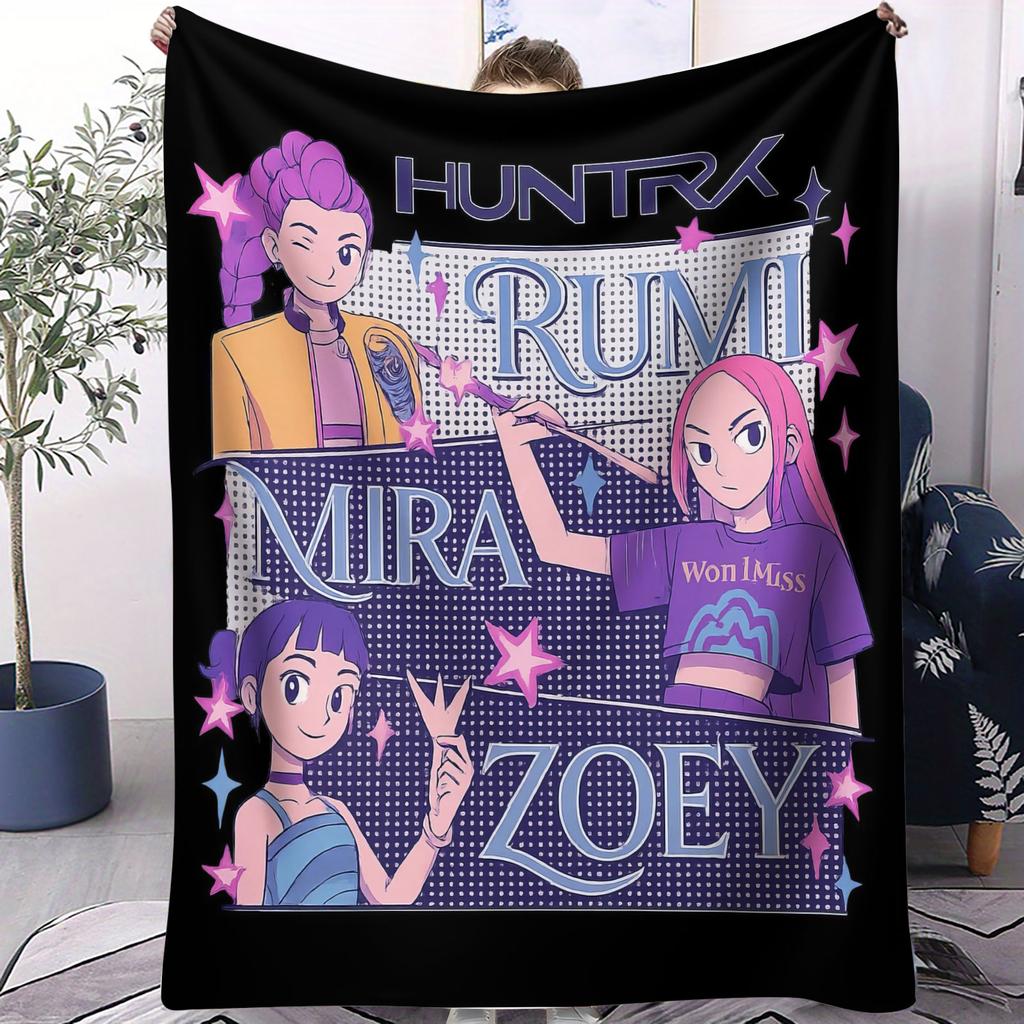 K Pop Demon Hunters Blanket Soft Warm Flannel Throw Hot Anime Fan Gift for Travel Camping Sofa Bed Cover Living Room Dorm Decor