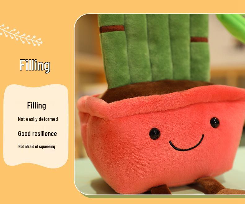 Cartoon Lucky Bamboo and Pine Tree Plush Toy - Office Desk Decoration and Gift