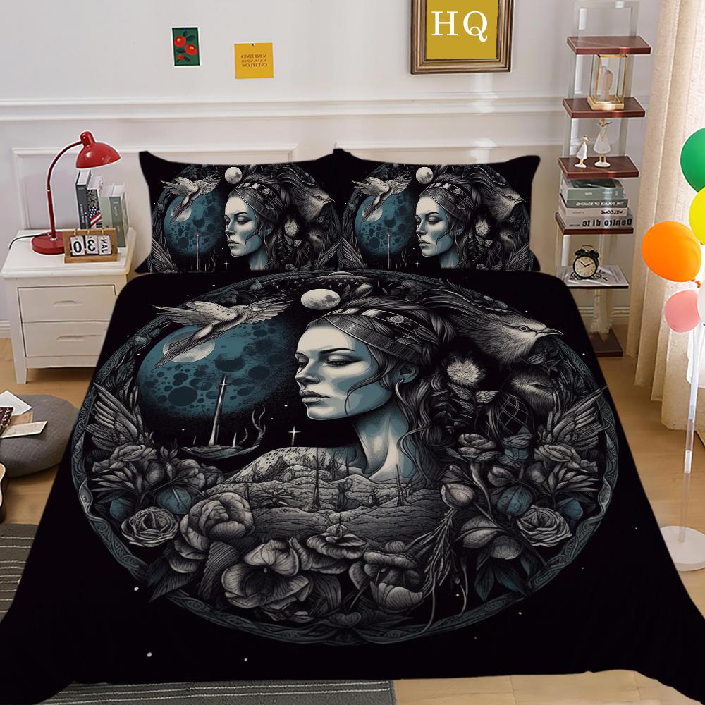 Beauty Skull Printed Comforter Cover Set Twin Size Polyester Home Bedclothes Highend Soft Duvet Cover Set