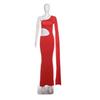 Summer New Design Hollow Hip Wrap Tight Dress Long Dress Elegant Temperament Solid Color Diagonal Neck Dress