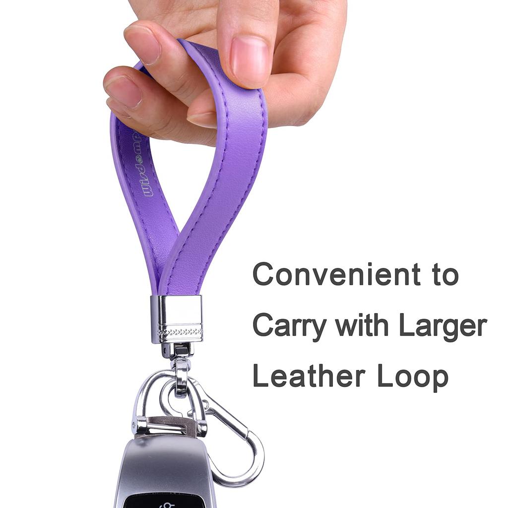 Wisdompro Genuine Leather Car Key Chain Lost Proof Smart Key Holder Stylish Unisex, Purple