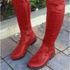 New Autumn Winter Round Headed Low Square Heels Over-the-knee Boots Sewing 3CM Large Size Side Zipper Long Boots for Women Shoes