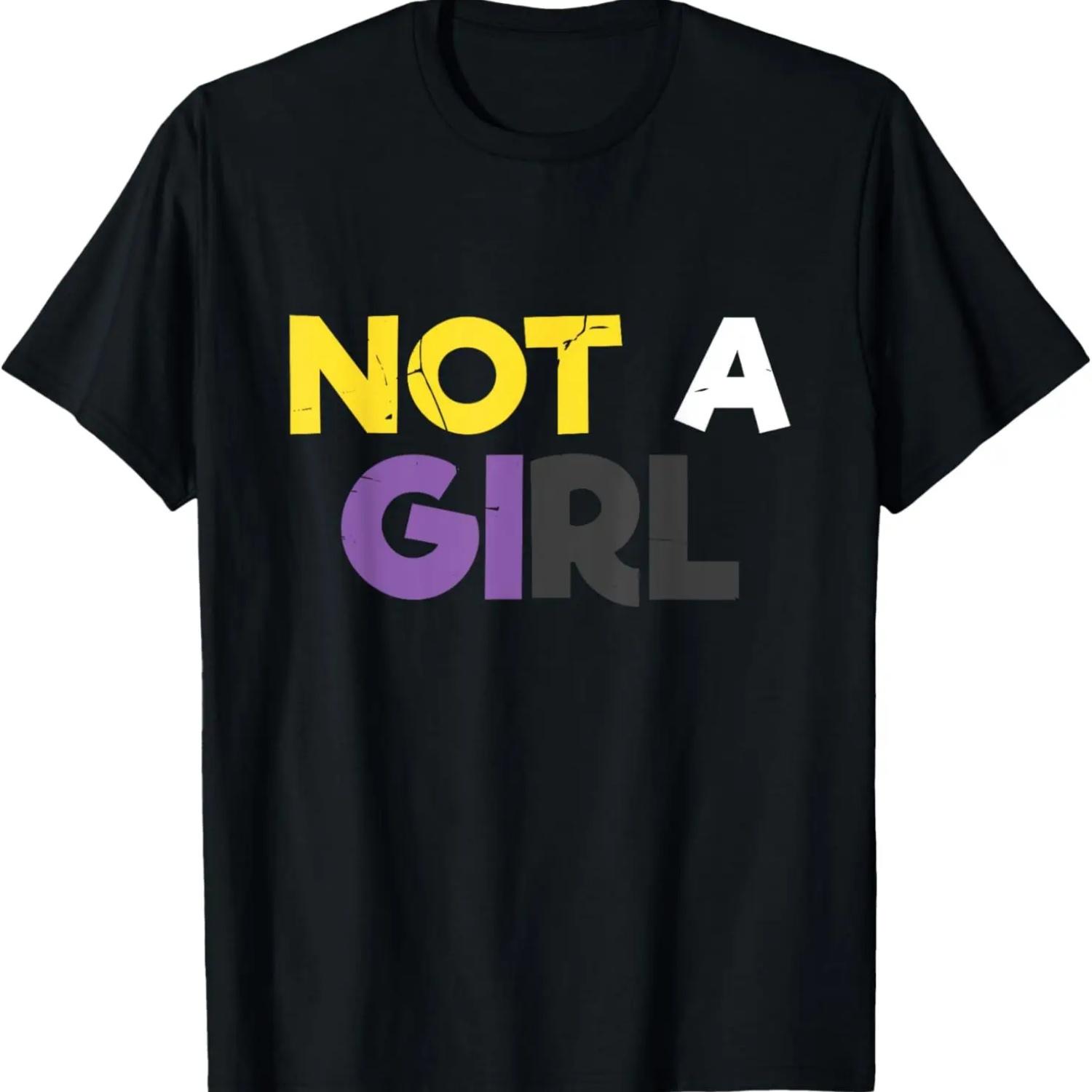 

Not A Girl LGBT LGBTQ Pride Nonbinary Non Binary T-Shirt,100% cotton XXXXXL чорний