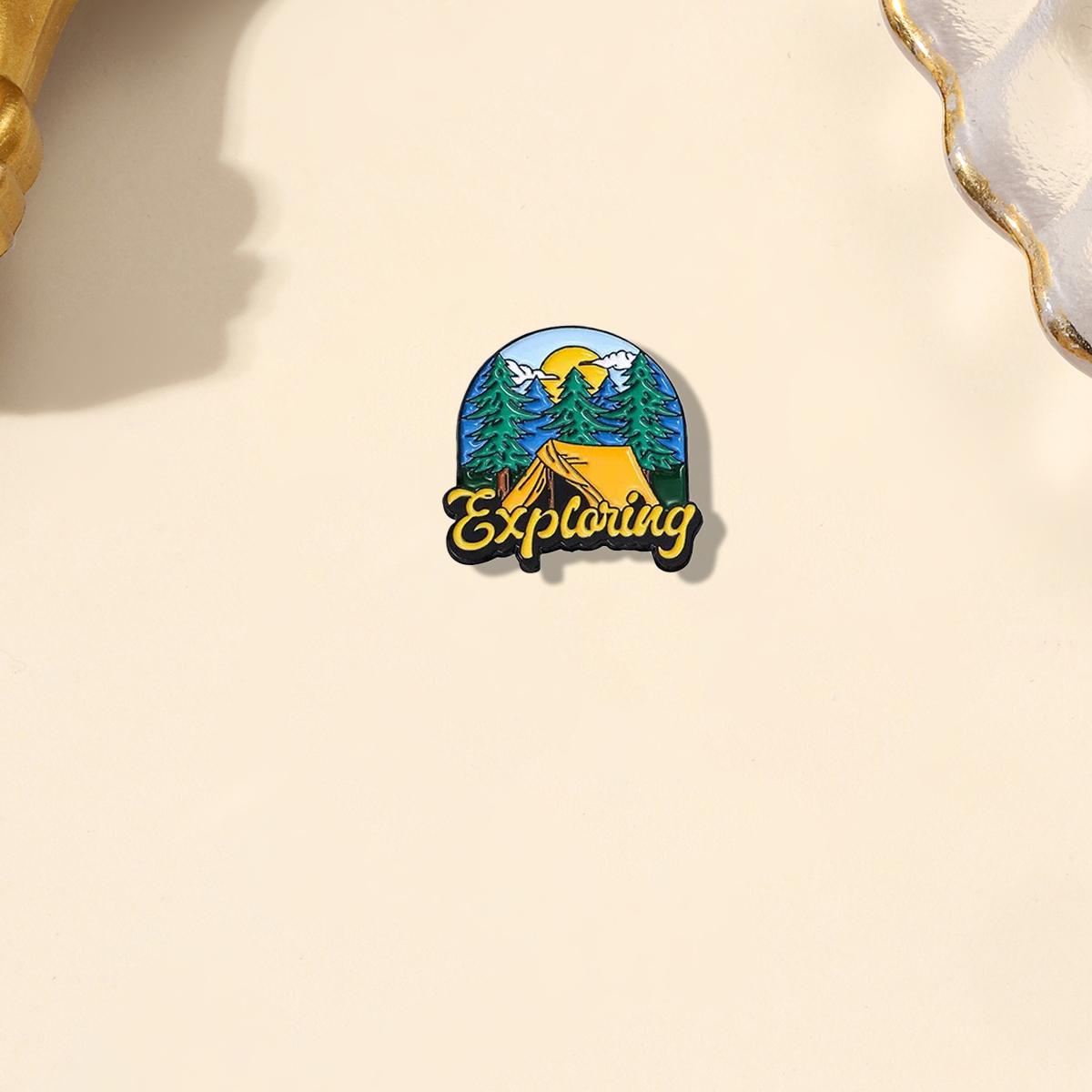 

Cartoon Camping Series Brooch Universal Travel Adventure Commemorative Badge Trendy Versatile Clothes Bags Accessories Brooch жовтий