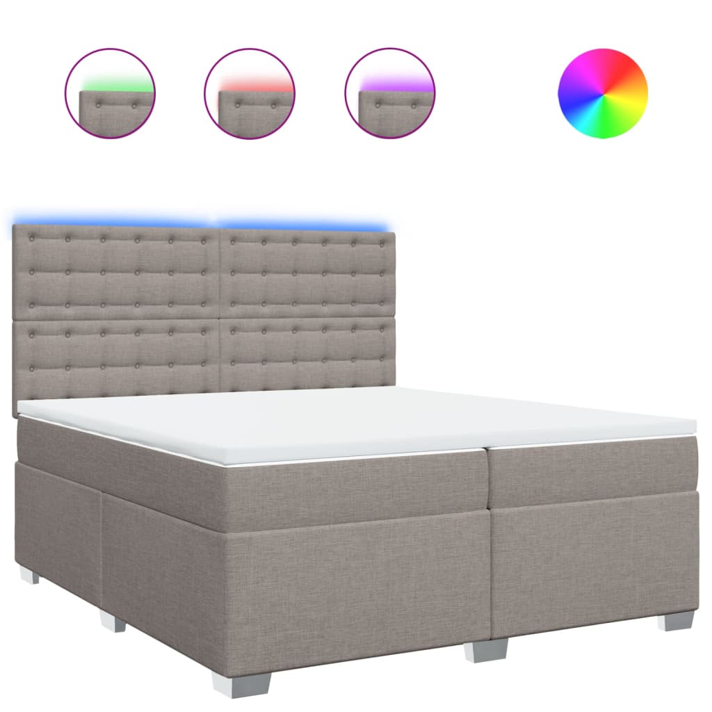 Box Spring Bed with Mattress Taupe 200x200 cm Fabric