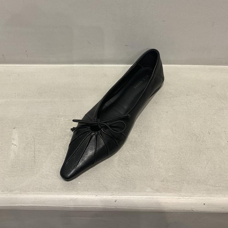 

Мода Bailamos 2025 Совершенно новые весенние балетки Модные лоферы с бантом Острый носок Неглубокие Слипоны Женские элегантные туфли-балетки 39