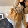 Korean Simple Large-capacity Tote Bag 2025 New Suede Pleated Drawstring Underarm Bag Fashionable Trendy Shoulder Bag