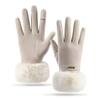 Thickened Plush Warm Suede Gloves Plus Velvet Lining Windproof Riding Gloves  Cycling & Driving