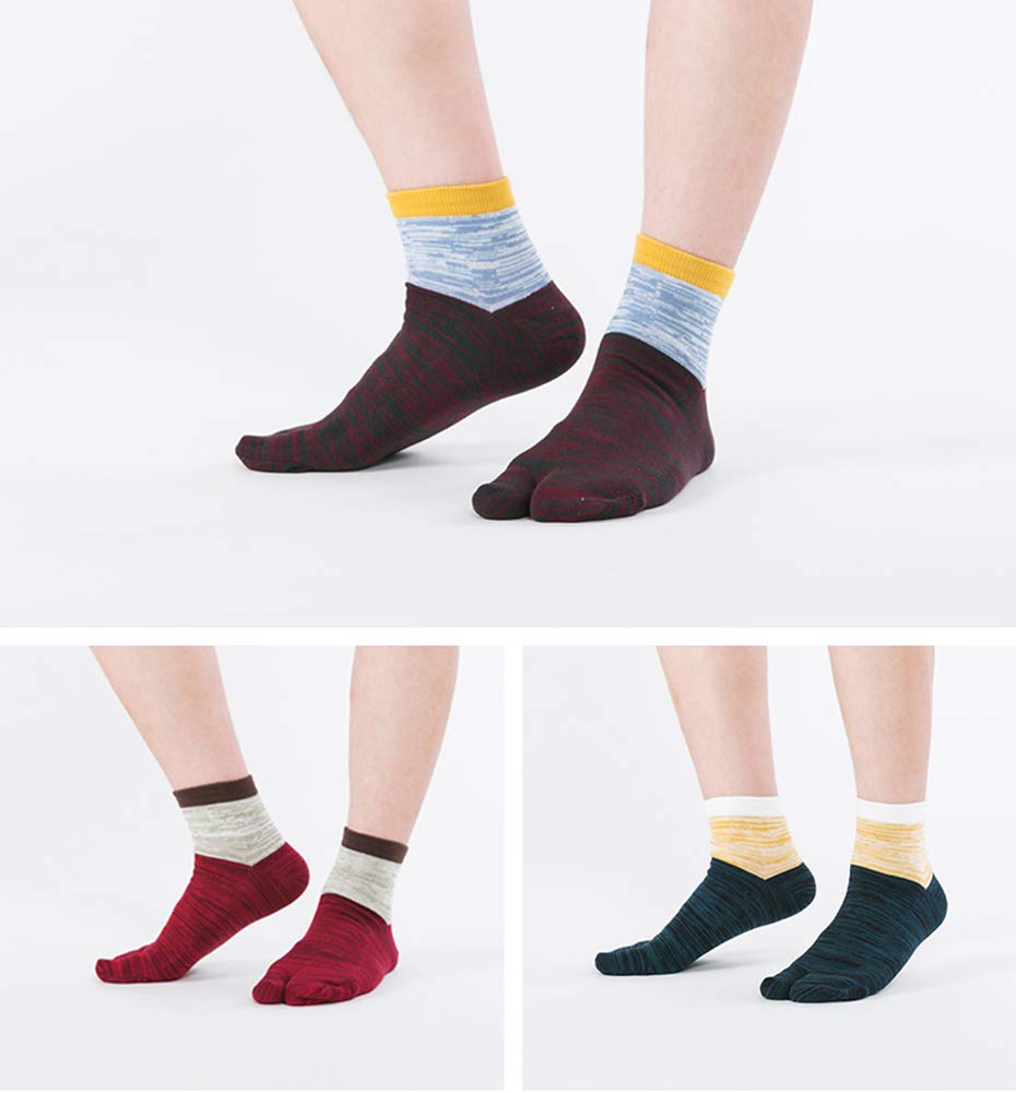 WIOIW Men's Tabi Two-Toe Socks, Moisture-Wicking, Quick-Drying, Set of 6