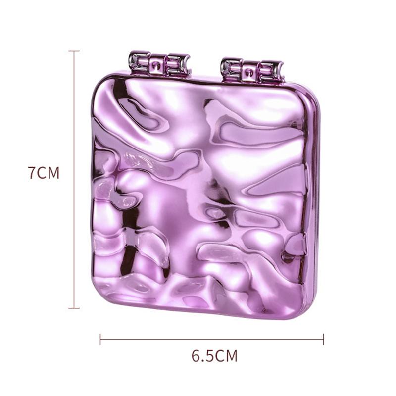 

Mini Double Side ABS+Glass Electroplated Makeup Mirror Portable Folding Women Makeup Mirror Silver