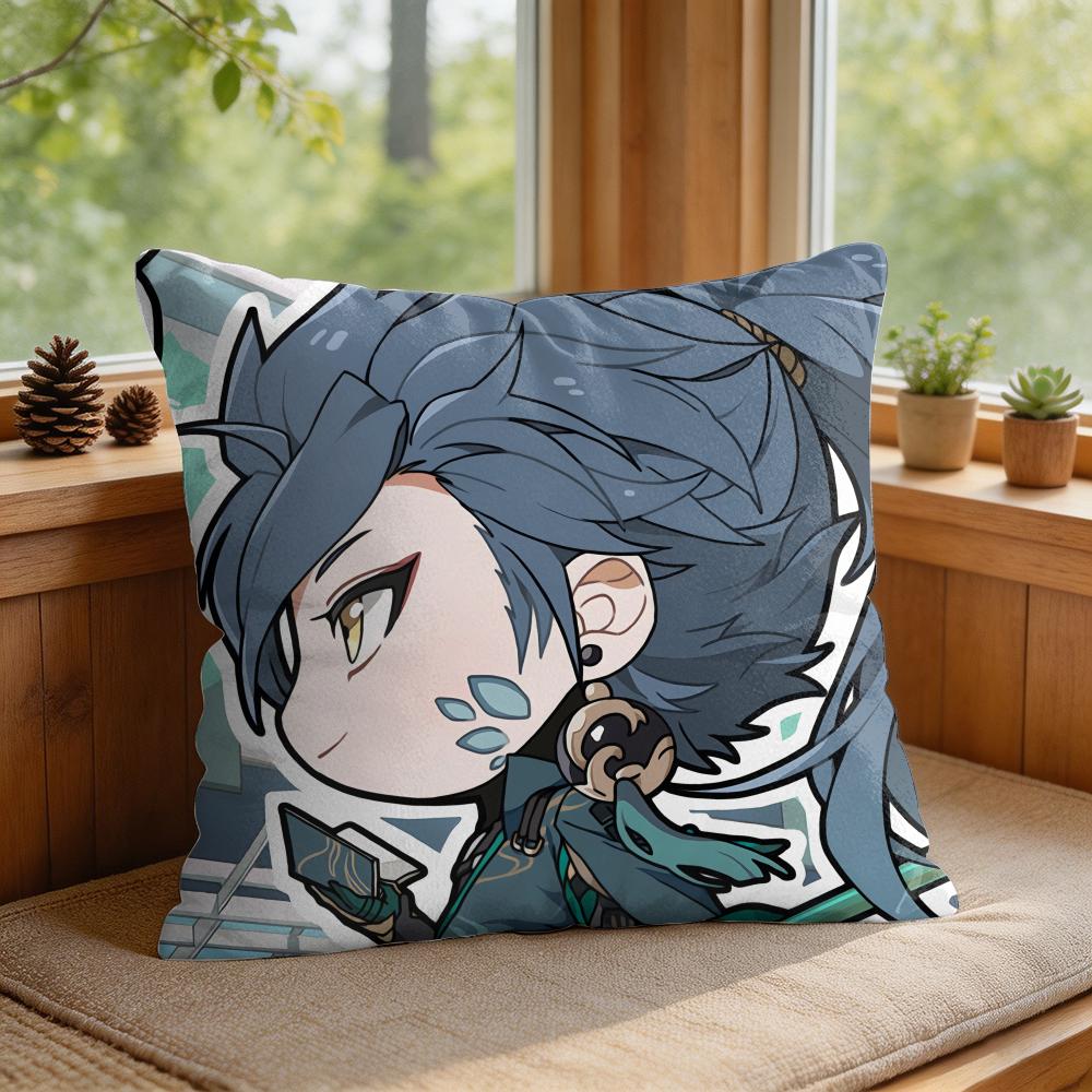 Ji Yan Cute Wuthering Waves Cushion Cover Square Short Plush Pillow Case Living Room Sofa Home Decor Funda X