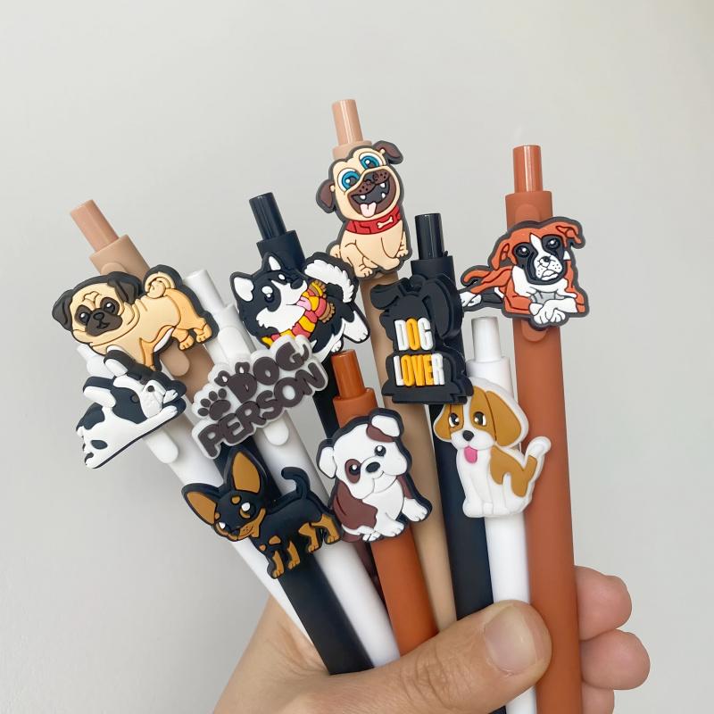 Set di 8 Penne Gel Cane Carino / Set di Scrittura Retrattile con Inchiostro Nero per Amanti dei Cani / Tecnici Veterinari / Studenti / Cancelleria per Ufficio / Penne Animali / Essenziali per il Lavoro