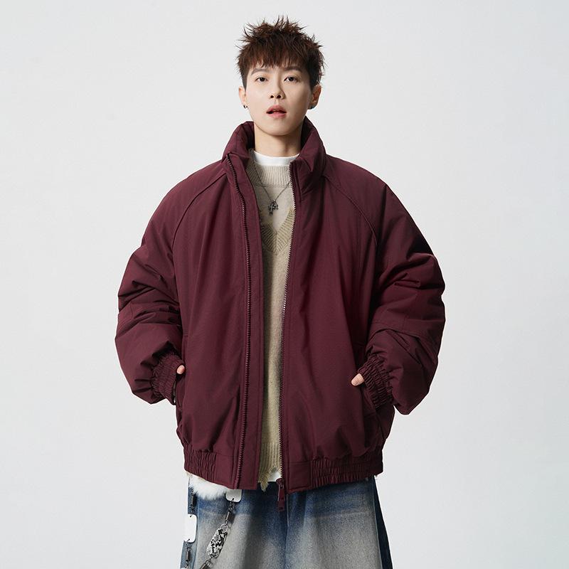 Herren Outdoor Baumwolljacke Stehkragen Reißverschluss Lockerer Schnitt Freizeit Wintermantel