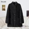 Women's Merino Wool Toggle Button Mid-length Coat
