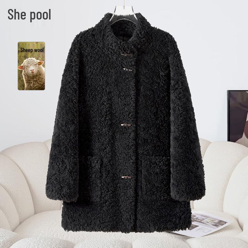 

Women s Merino Wool Toggle Button Mid-length Coat L