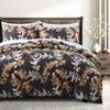 Light Grey Floral Duvet Cover Queen King, Microfiber Flower Plum Blossom Print Bedding Set Reversible Botanical Comforter Cover