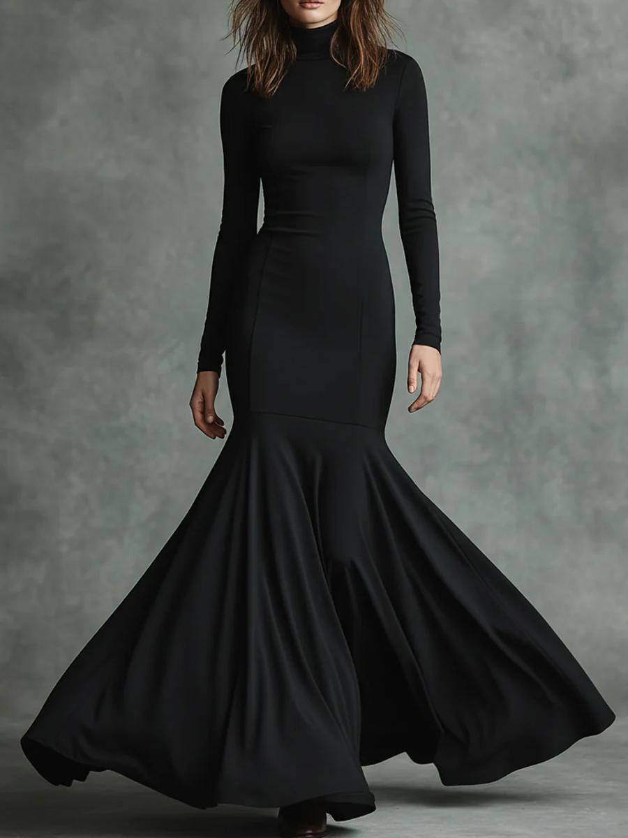 Осенне-зимний высококачественный комбинезон-платье нового стиля  Рыбий хвост S чёрный