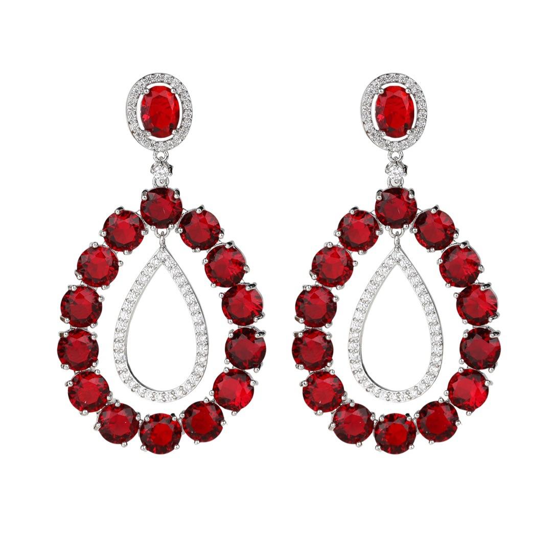 

Fashion fresh color zirconium water drop earrings Guochao versatile earrings light luxury niche micro-inlaid zirconium jewelry червоний