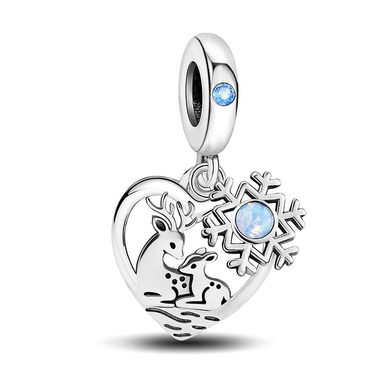 925 Silver Polar Bear Snowflake Hedgehog Winter Charm Bead DIY Bracelet Making High Quality Jewelry Gift