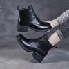 Leather women's shoes thick heel short boots Martin boots women's new autumn and winter British soft leather fashion show feet small boots