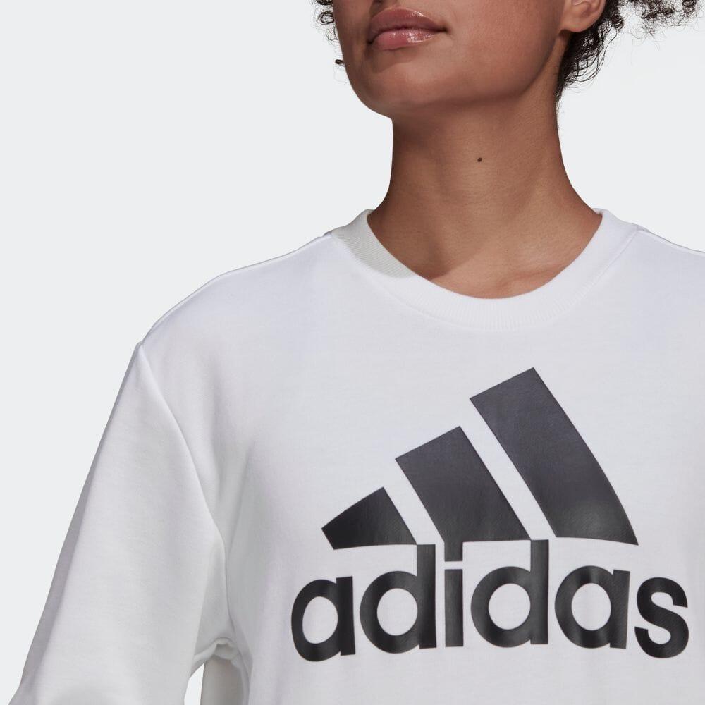 Adidas Printed Letter Logo Crew Neck Sweatshirt Women Tops White HD1783