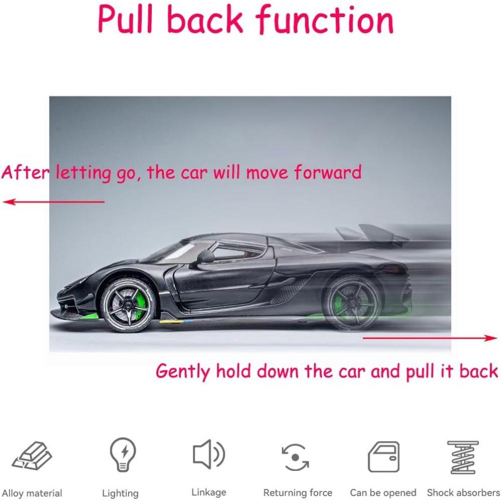 1/24 Lamborghini Koenigsegg JeskoModel Autíčka Zliatinové Zberateľské Odliate Vozidlá so Zvukom a Svetlom