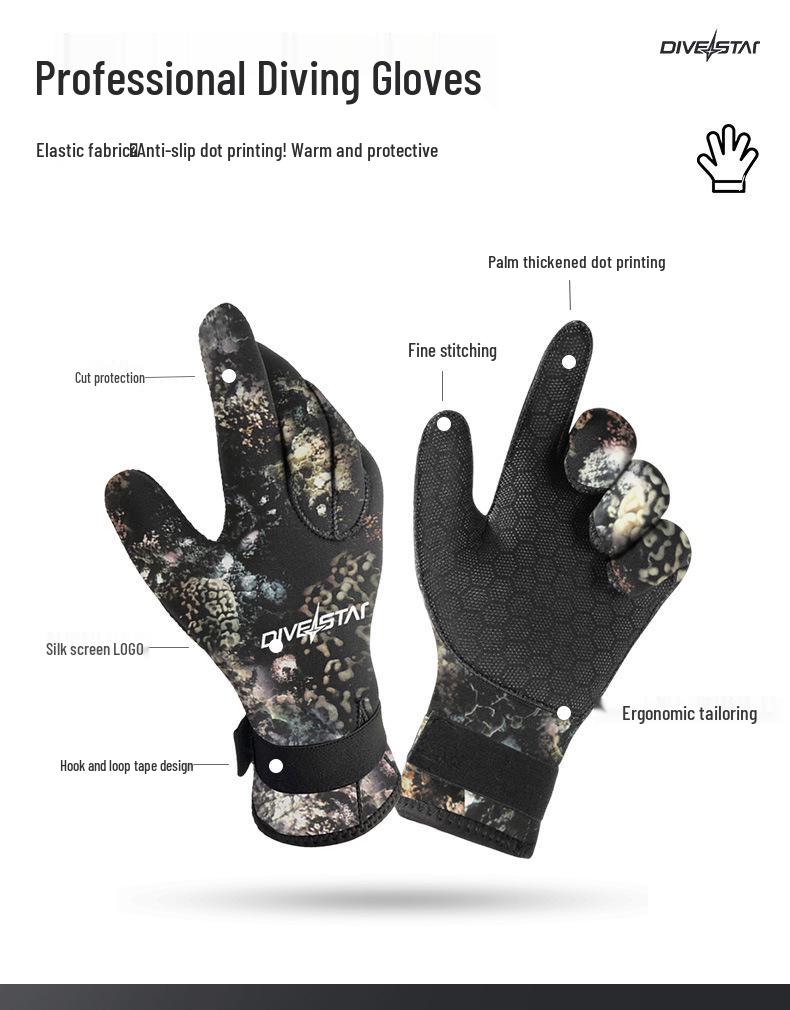 3/5mm Cut-Resistant Non-Slip Diving Gloves for Fishing, Snorkeling & Surfing - Warm & Puncture-Resistant