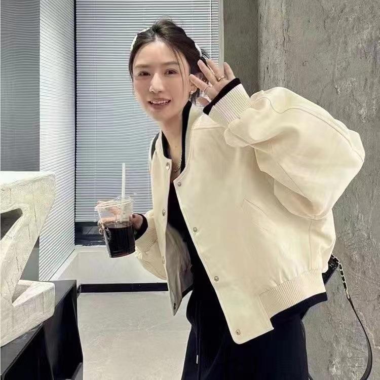Export Spring Autumn Baseball Jacket Women Preppy Style Korean Loose Personalized Handsome Coat Cardigan Top Thin