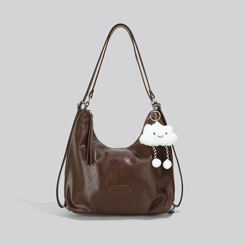 

Tote Bag Women S Leather Women S Bag Niche Single Shoulder Fashion Large Capacity Commuter Bag Luggage темно-коричневого кольору