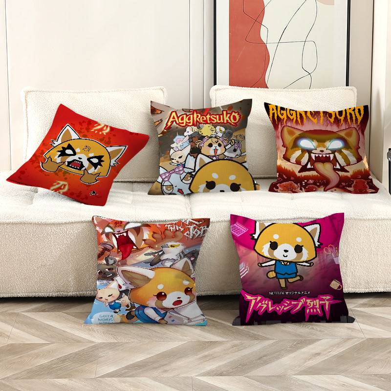 Aggretsuko Anime-Rock Poszewka na poduszkę toon Prezent Poszewka na poduszkę Sypialnia Dom Sofa Krzesło Siedzisko Dekoracja poszewka na poduszkę